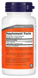 БАД NOW Foods Acetyl-L-Carnitine, 500 мг, 50 вегетарианских капсул (NOW-00075)