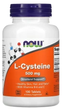Аминокислота NOW Foods L-Cysteine, 500 мг, 100 таблеток (NOW-00077)