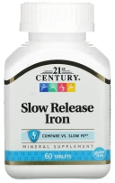 Витамины 21st Century Slow Release Iron, 60 таблеток  (CEN-27343)