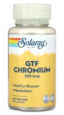 Минералы Solaray GTF Chromium, 200 мкг, 100 веганских капсул (SOR-04590)