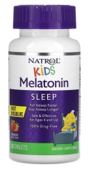 БАД Natrol Kids, Melatonin, Ages 4 & Up, Strawberry, 30 таблеток (NTL-07697)