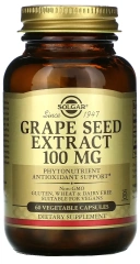 БАД Solgar Grape Seed Extract, 100 мг, 60 вегетарианских капсул  (SOL-01356)