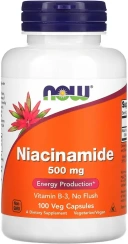 Витамины NOW Foods Niacinamide, 500 мг, 100 растительных капсул  (NOW-00478)