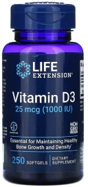Витамины Life Extension Vitamin D3, 25 мкг (1 000 МЕ), 250 мягких капсул  (LEX-17512)