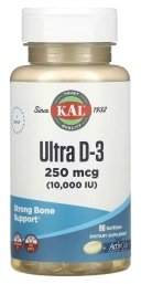 Витамины KAL Ultra D-3, 250 мкг (10 000 МЕ), 90 мягких капсул (CAL-78287)