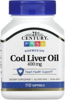 БАД 21st Century Norwegian Cod Liver Oil, 400 мг, 110 мягких таблеток  (CEN-21168)