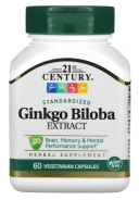 БАД 21st Century Ginkgo Biloba Extract, Standardized, 60 вегетарианских капсул (CEN-21249)