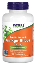 БАД NOW Foods Double Strength Ginkgo Biloba, 120 мг 100 веганских капсул (NOW-04683)
