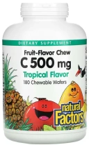 Витамины Natural Factors Fruit-Flavor Chew Vitamin C, 500 мг, 180 жевательных пастилок  (NFS-01329)