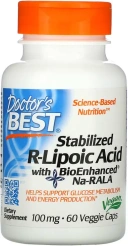 БАД Doctors Best Stabilized R-Lipoic Acid with BioEnhanced Na-RALA, 100 мг, 60 капсул  (DRB-00123)