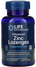 Минералы Life Extension Enhanced Zinc Lozenges, Peppermint, 30 вегетарианских пастилок  (LEX-19610)
