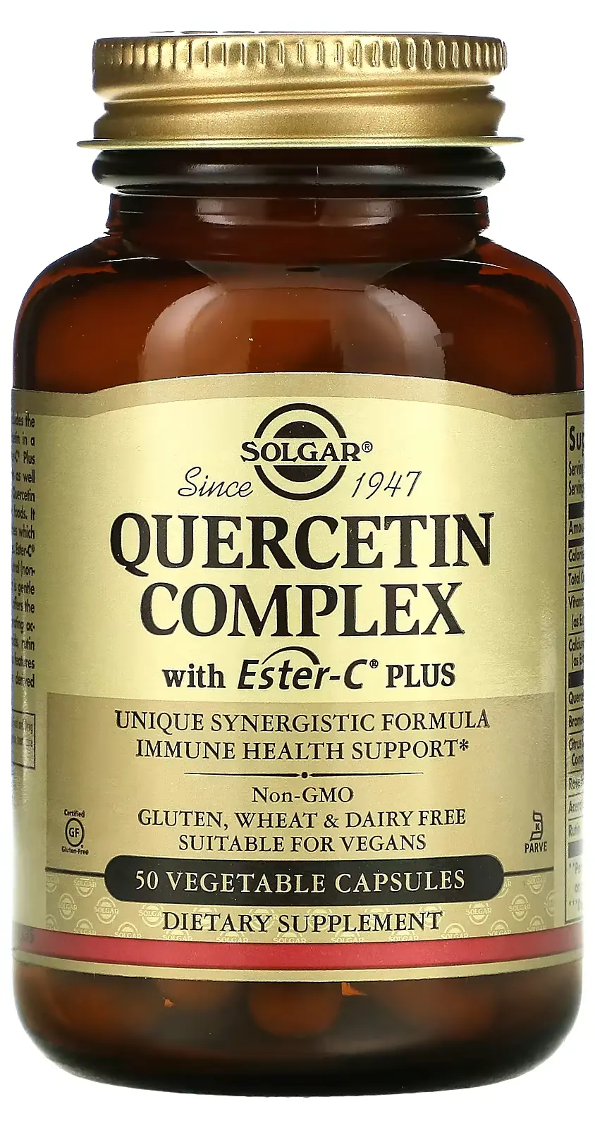 БАД Solgar Quercetin Complex with Ester-C Plus, 500 мг, 50 вегеатрианских капсул  (SOL-02318)