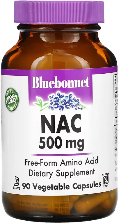 БАД Bluebonnet Nutrition NAC, 500 мг, 90 растительных капсул  (BLB-00065)