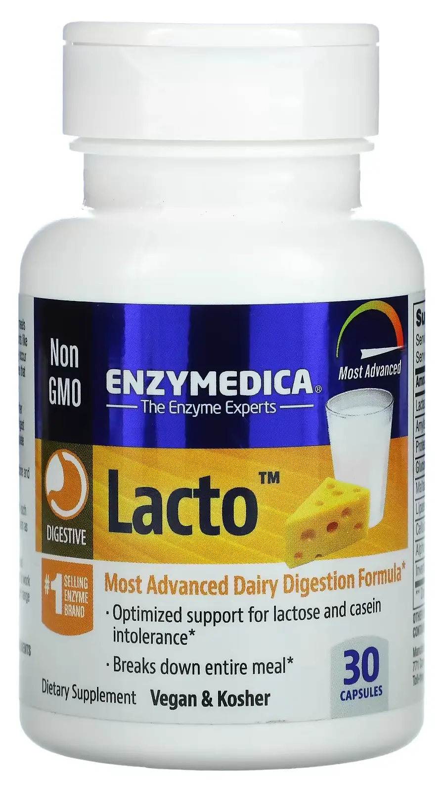 Ферменты Enzymedica Lacto, Most Advanced Dairy Digestion Formula, 30 капсул (ENZ-24120)