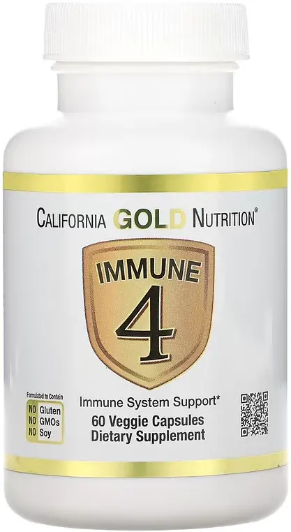 БАД California Gold Nutrition Immune 4, Immune System Support, 60 вегетарианских капсул  (CGN-01842)