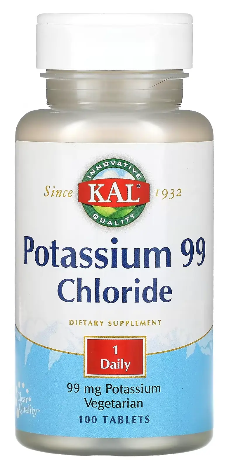 Минералы KAL Potassium 99 Chloride, 99 мг, 100 таблеток (CAL-84670)