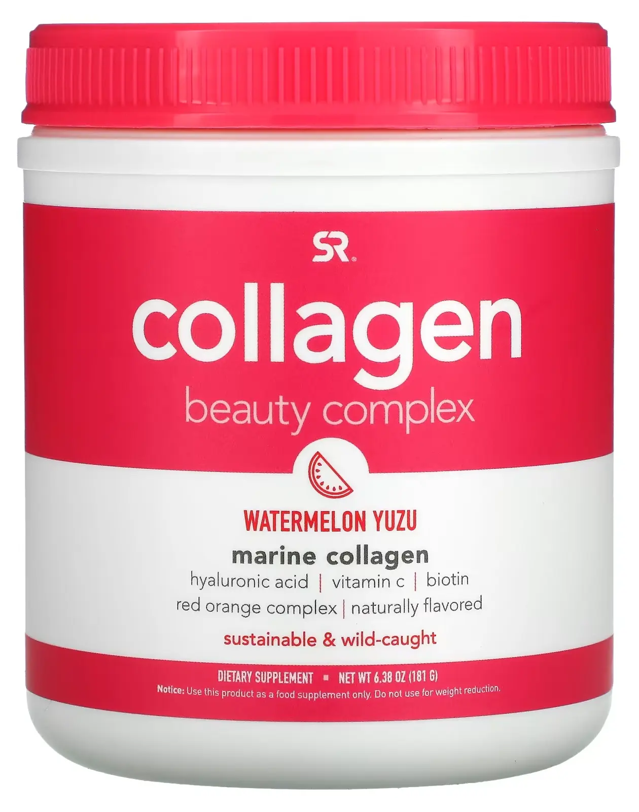 Коллаген Sports Research Collagen Beauty Complex, Marine Collagen, Watermelon Yuzu, 181 г (SRE-01345)