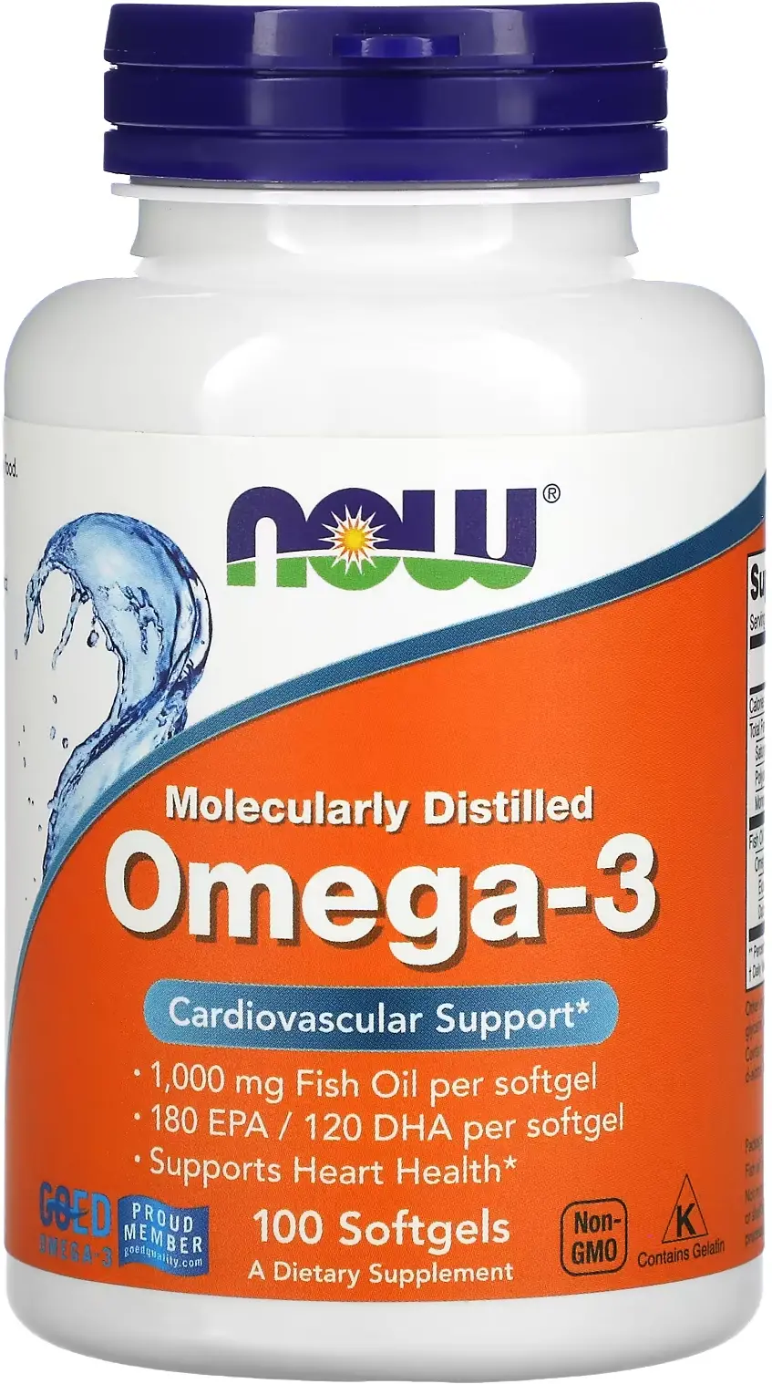 БАД NOW Foods Omega-3, 180 EPA / 120 DHA, 30 капсул  (NOW-01649)