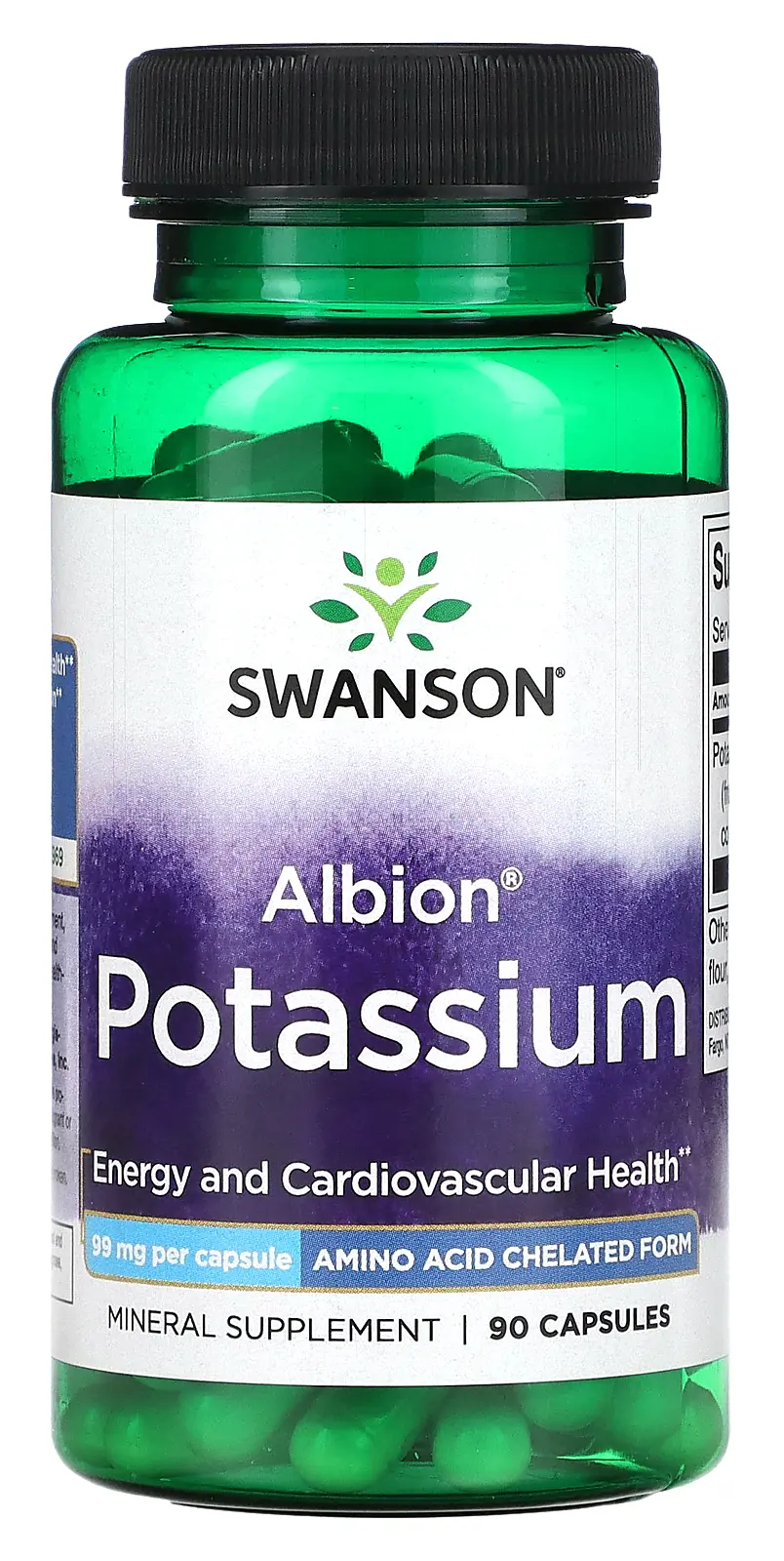 Минералы Swanson Albion Potassium, 99 мг, 90 капсул (SWV-02069)