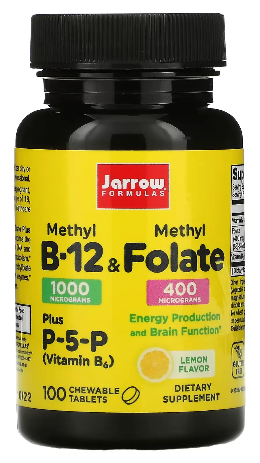 Витамины Jarrow Formulas Methyl B-12 & Methyl Folate, Lemon, 100 жевательных таблеток (JRW-18018)