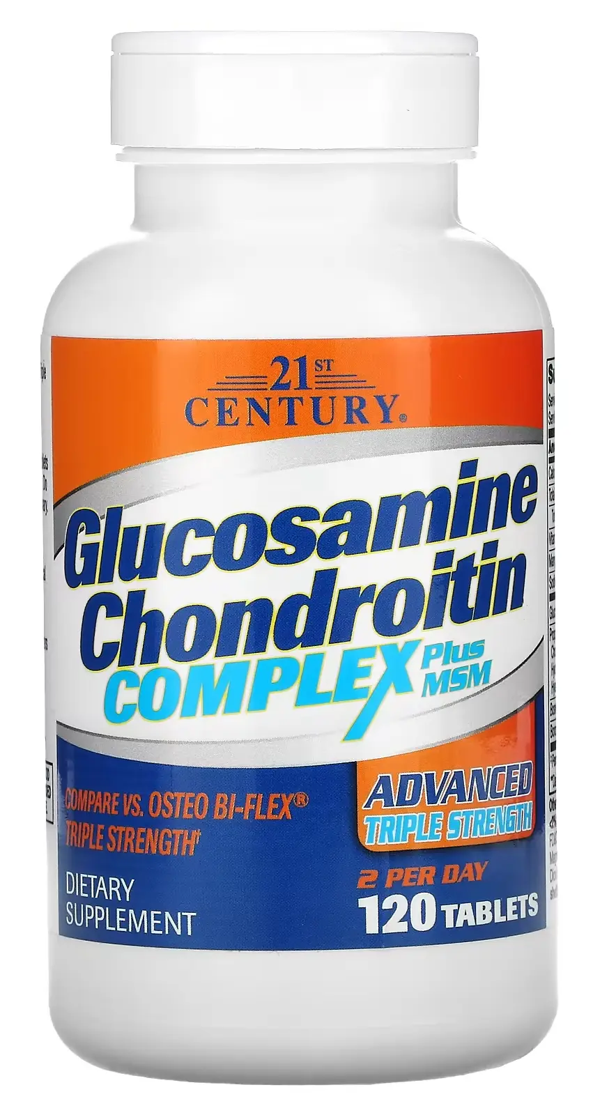 БАД 21st Century Glucosamine Chondroitin Complex Plus MSM, Advanced Triple Strength, 120 таблеток (CEN-27438)