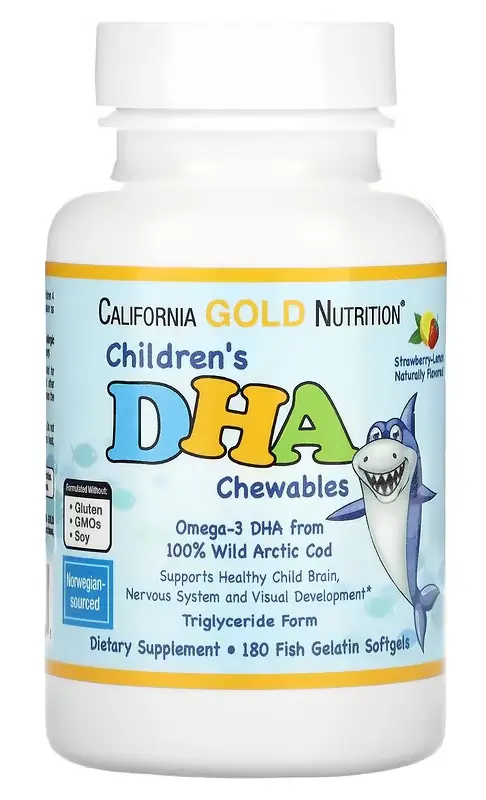 БАД California Gold Nutrition Children's DHA Chewables, 100% Wild Arctic Cod, 180 капсул  (CGN-01098)