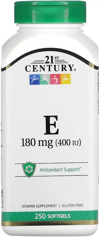 Витамины 21st Century Vitamin E, 180 мг (400 МЕ), 250 капсул  (CEN-22730)