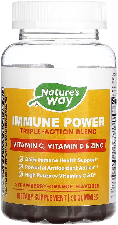 Витамины Nature's Way Immune Power, Triple-Action Blend, Strawberry-Orange, 90 таблеток  (NWY-14262)