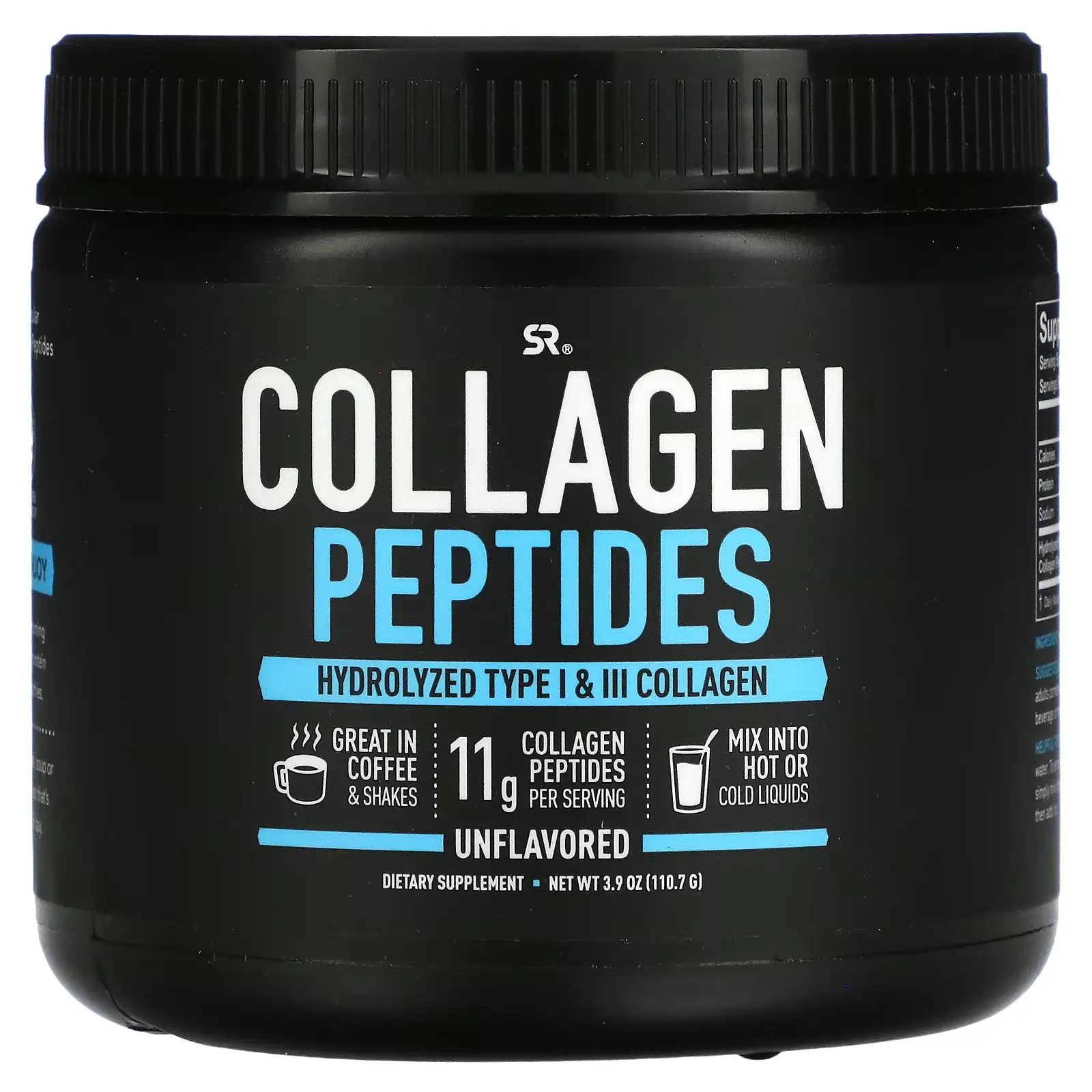 Коллаген Sports Research Collagen Peptides, Hydrolyzed Type I & III Collagen, Unflavored, 110 г (SRE-01264)