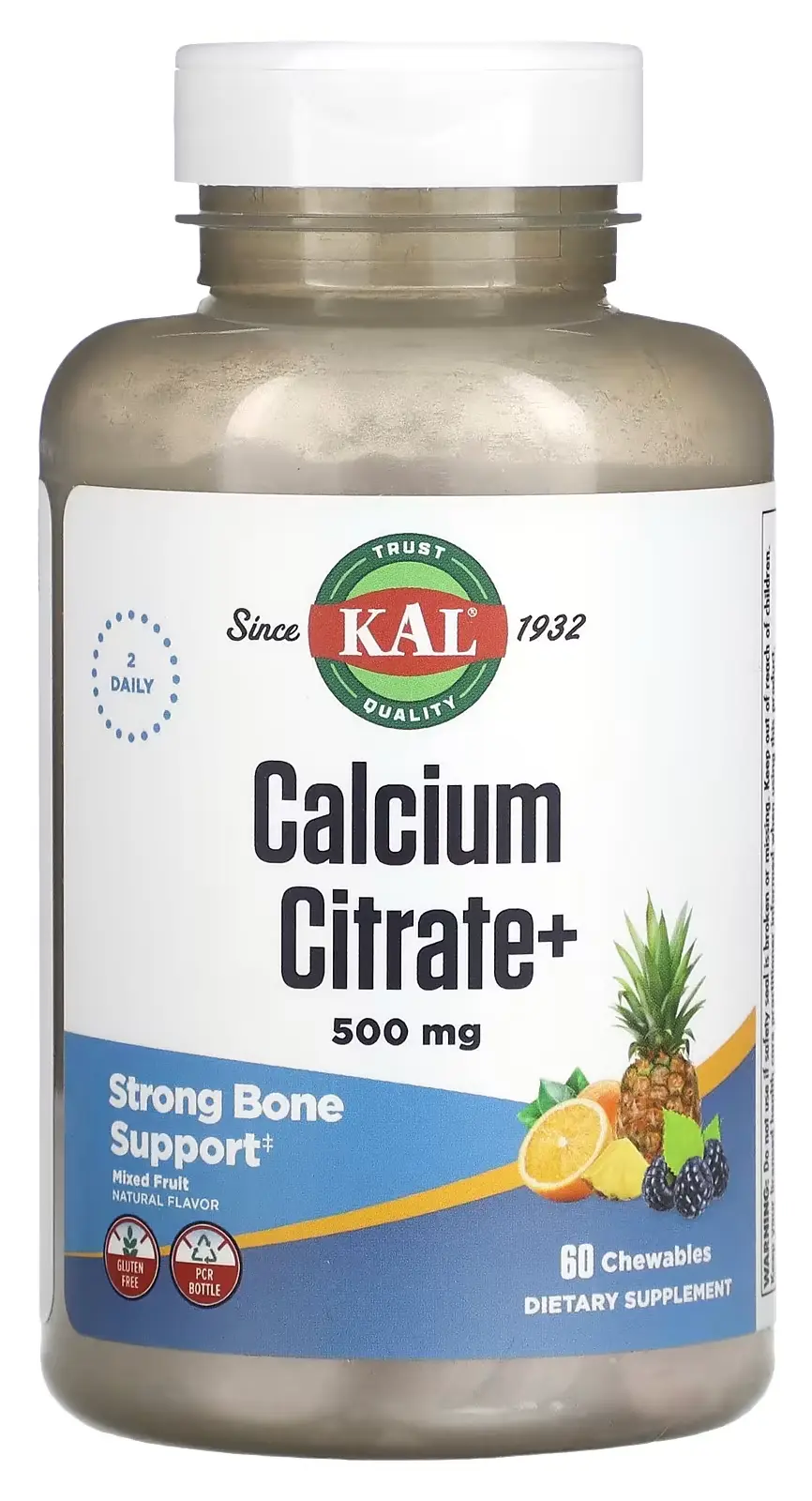 Минералы KAL Calcium Citrate+, Mixed Fruit, 60 жевательных таблеток (CAL-57200)
