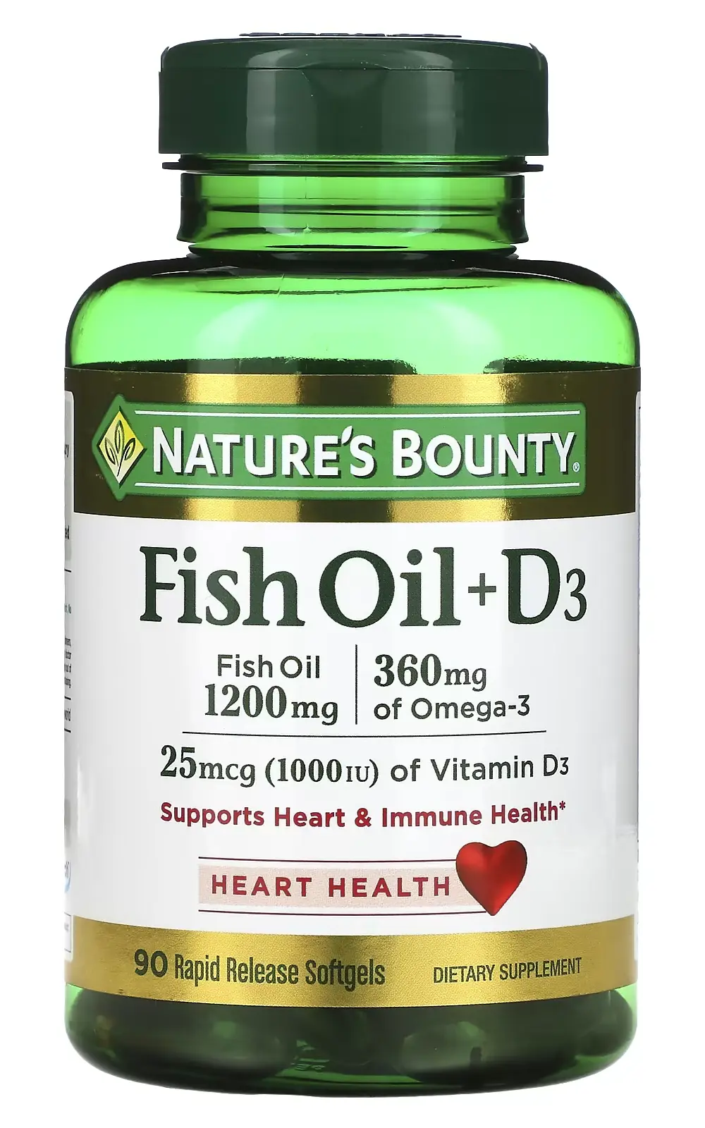 БАД Nature's Bounty Fish Oil + D3 90 мягких капсул (NRT-19405)