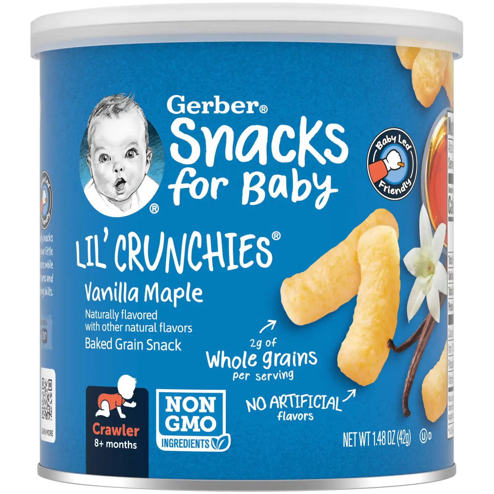 Снэки Gerber Lil' Crunchies, Baked Grain Snack, 8+ Months, Vanilla Maple, 42 г (GBR-04809)