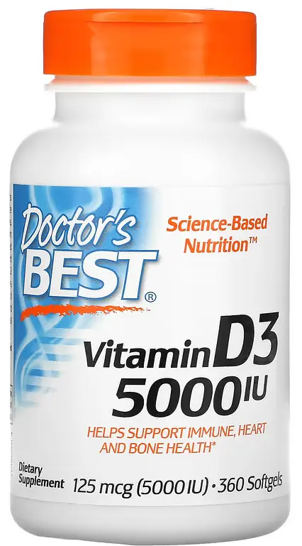 Витамины Doctors Best Vitamin D3, 125 мкг (5,000 ME ), 360 мягких таблеток  (DRB-00250)
