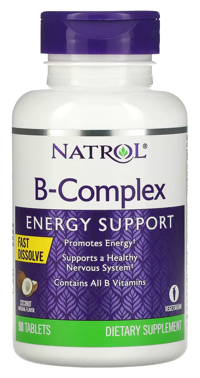 Витамины Natrol B-Complex, Fast Dissolve, Coconut, 90 таблеток (NTL-06331)