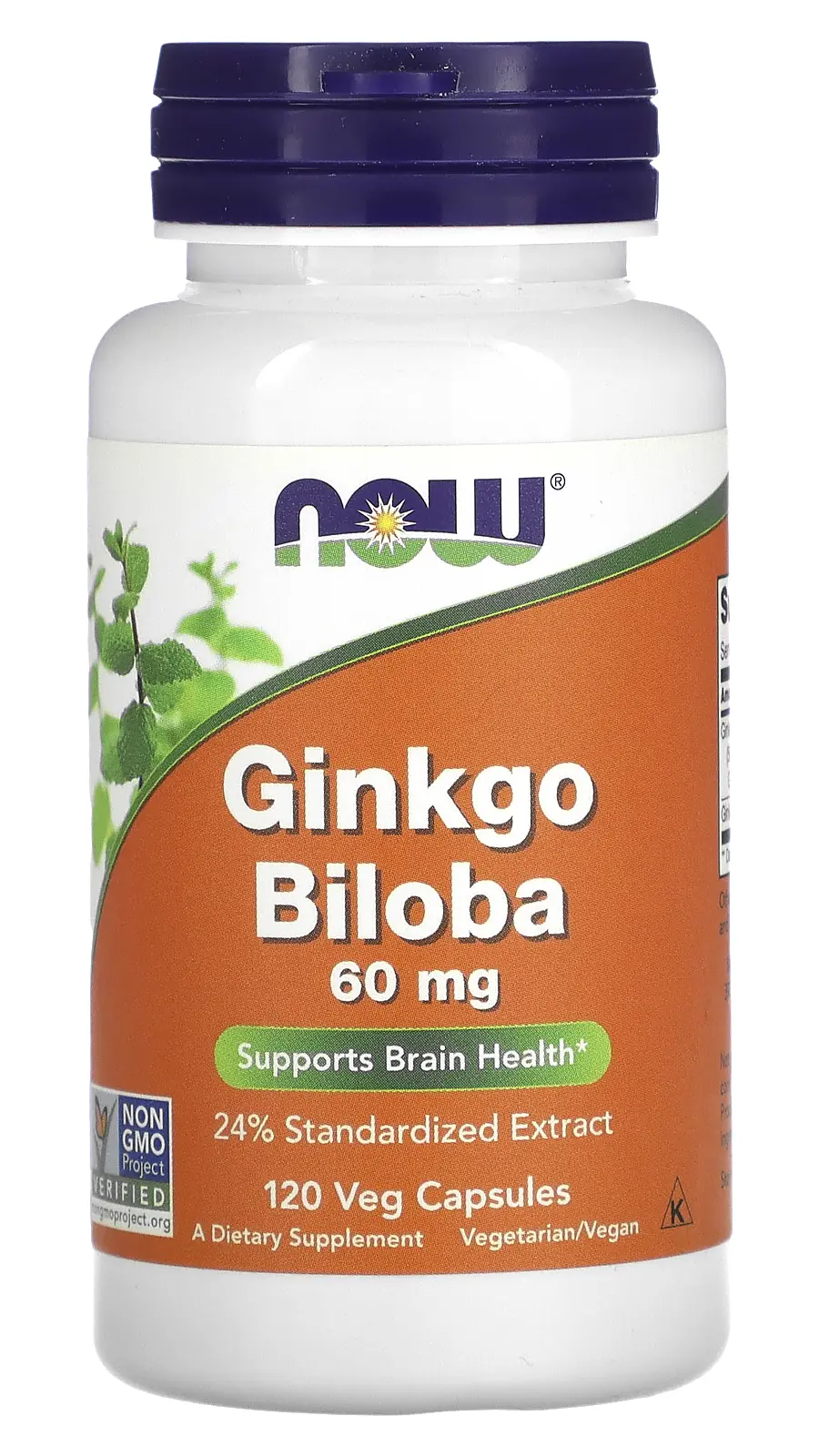 БАД NOW Foods Ginkgo Biloba, 60 мг 120 веганских капсул (NOW-04687)