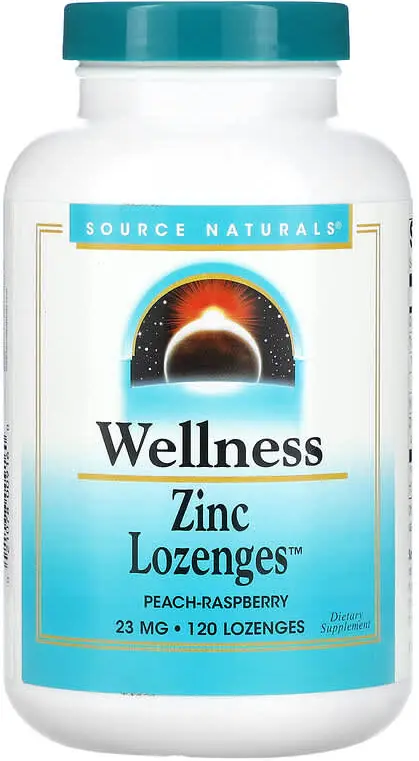 БАД Source Naturals Wellness, Zinc Lozenges, Peach-Raspberry, 23 мг, 120 леденцов  (SNS-00916)