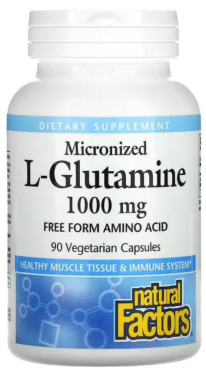 Аминокислота Natural Factors Micronized L-Glutamine,  1 000 мг, 90 вегетарианских капсул (NFS-02810)
