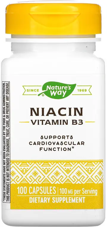 Витамины Nature's Way Niacin, Vitamin B3, 100 мг, 100 капсул  (NWY-40470)