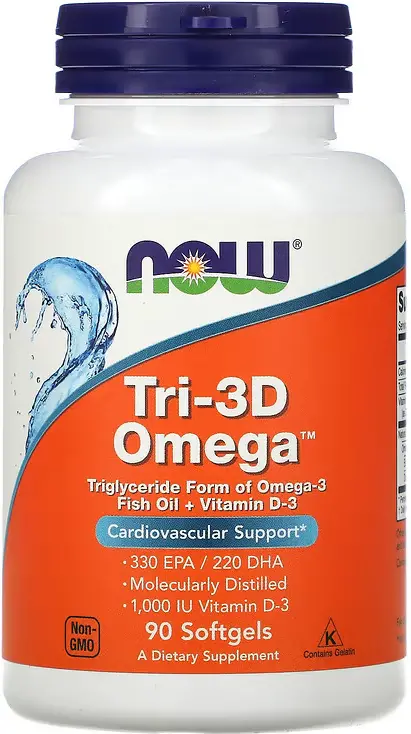 БАД NOW Foods Tri-3D Omega, 330 EPA / 220 DHA, 90 капсул  (NOW-01686)