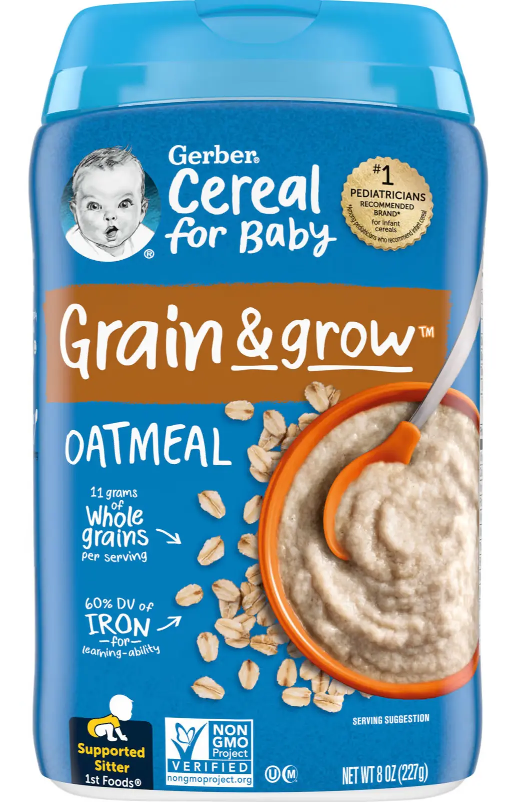 Каша Gerber Cereal for Baby, Grain & Grow, 1st Foods, Oatmeal, 227 г (GBR-07001)
