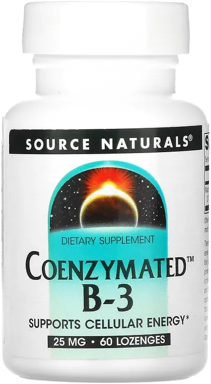 Витамины Source Naturals Coenzymated B-3, 25 мг, 60 пастилок  (SNS-00937)