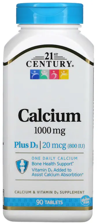 Витамины 21st Century Calcium Plus D3, 1,000 мг, 90 таблеток  (CEN-27070)