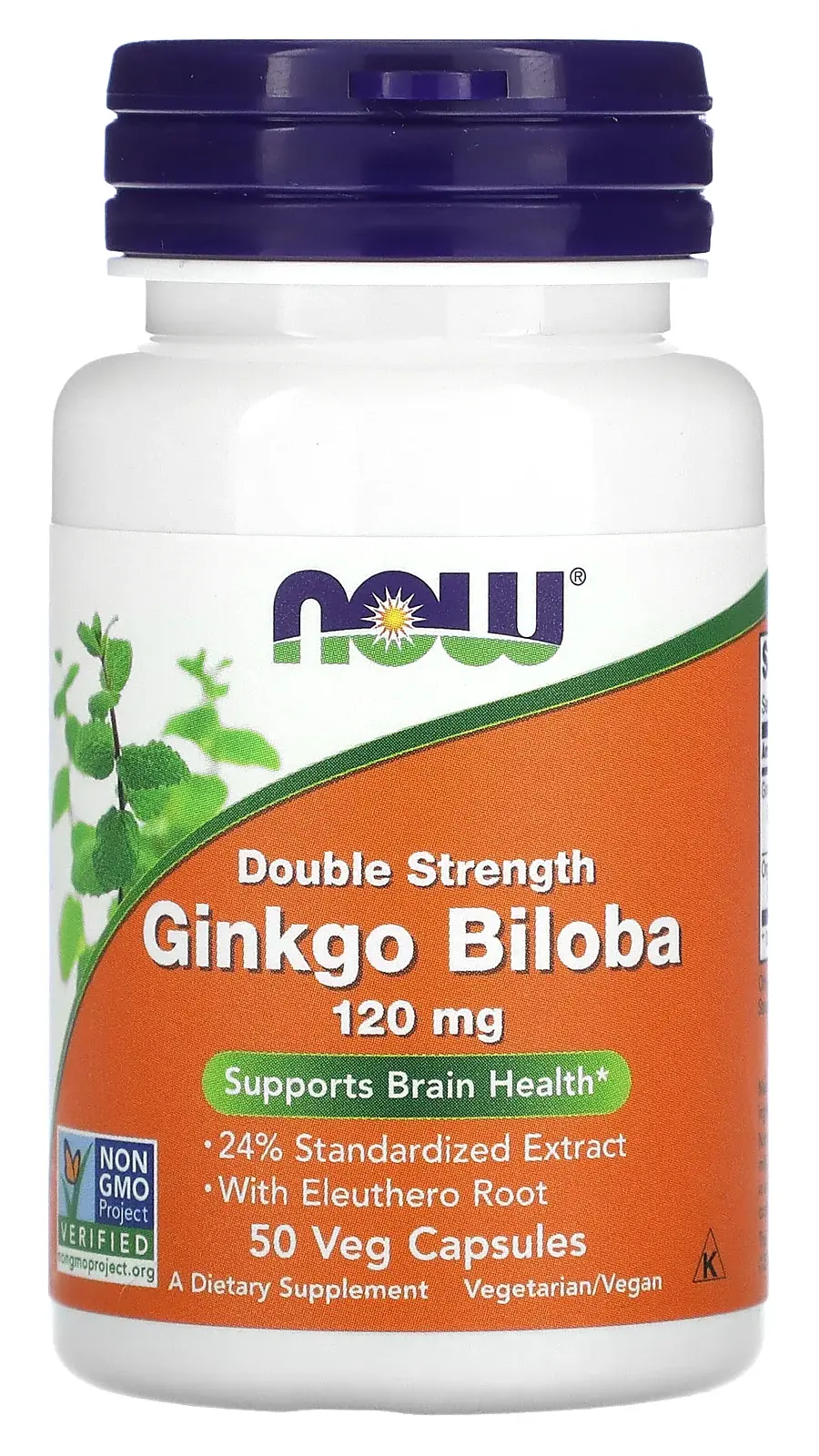 БАД NOW Foods Double Strength Ginkgo Biloba, 120 мг 50 веганских капсул (NOW-04682)