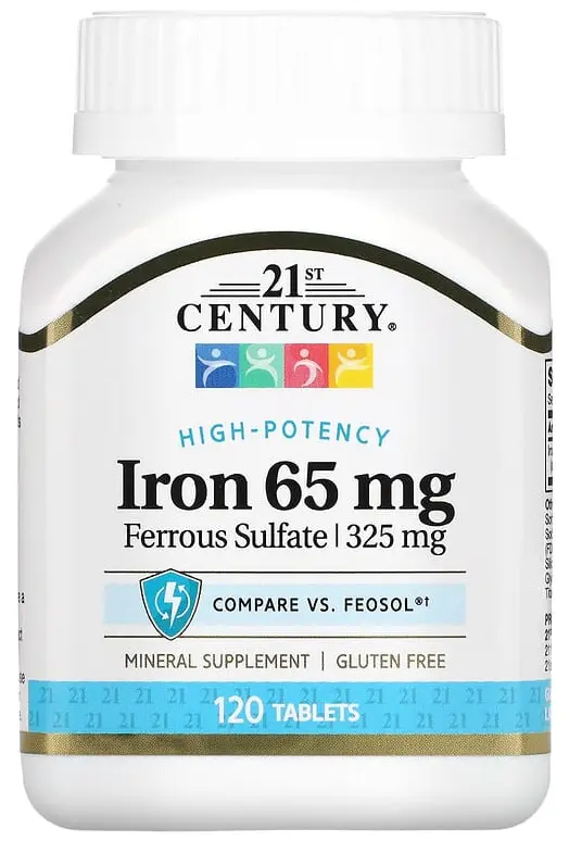 Витамины 21st Century Iron, 65 мг, 120 таблеток  (CEN-22670)