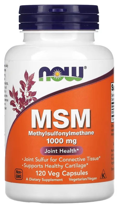 БАД NOW Foods MSM, Methylsulfonylmethane, 1000 мг, 120 растительных капсул  (NOW-02120)