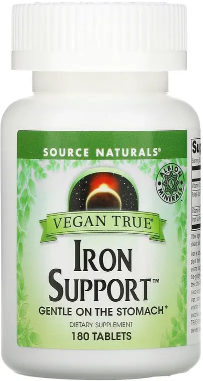 БАД Source Naturals Vegan True, Iron Support, 180 таблеток  (SNS-02592)