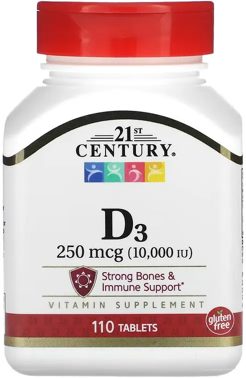 Витамины 21st Century Vitamin D3, 250 мкг (10 000 МЕ), 110 таблеток  (CEN-27504)