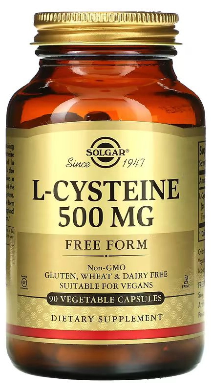 БАД Solgar L-цистеин, 500 мг, 90 растительных капсул  (SOL-00962)