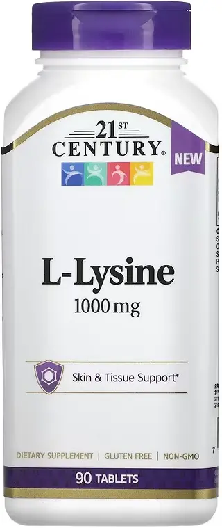 БАД 21st Century L-Lysine, 1000 мг, 90 таблеток  (CEN-28063)