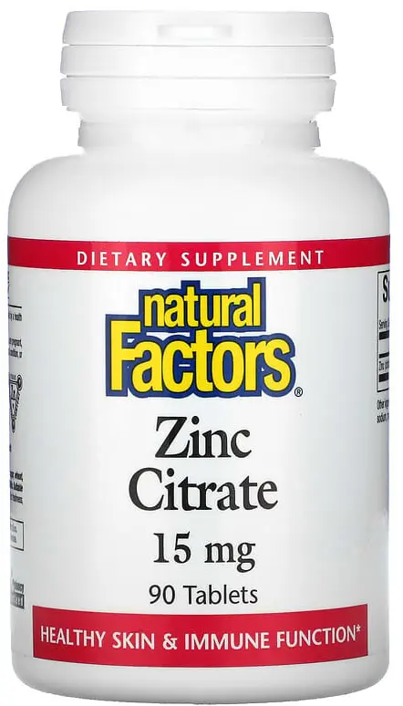 Минералы Natural Factors Zinc Citrate, 15 мг, 90 таблеток (NFS-01678)